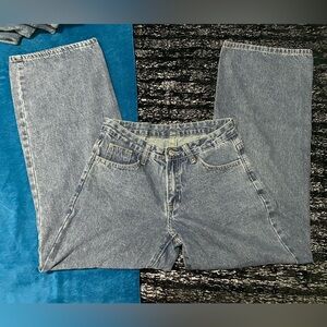 Grey high-waisted wide-leg jeans